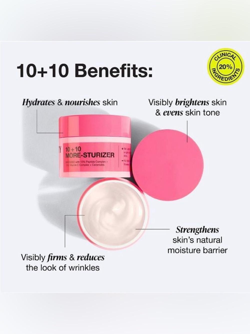 INNBEAUTY 10 + 10 Moisturizer with 10% Vitamin C + 10% Peptide Complex